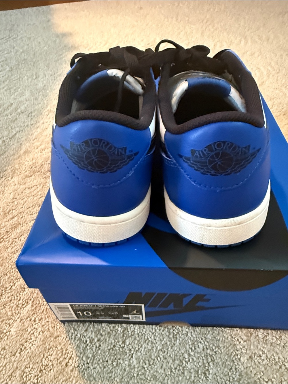 Nike Men’s Air Jordan 1 Retro Low OG - White/Blue/Black - Picture 3 of 5